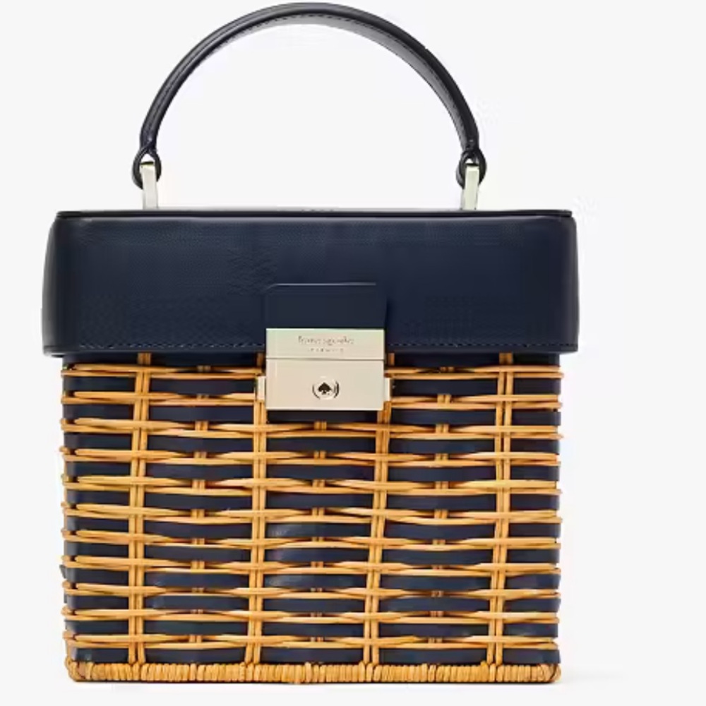 Kate Spade Navy and Tan Wicker Clutch